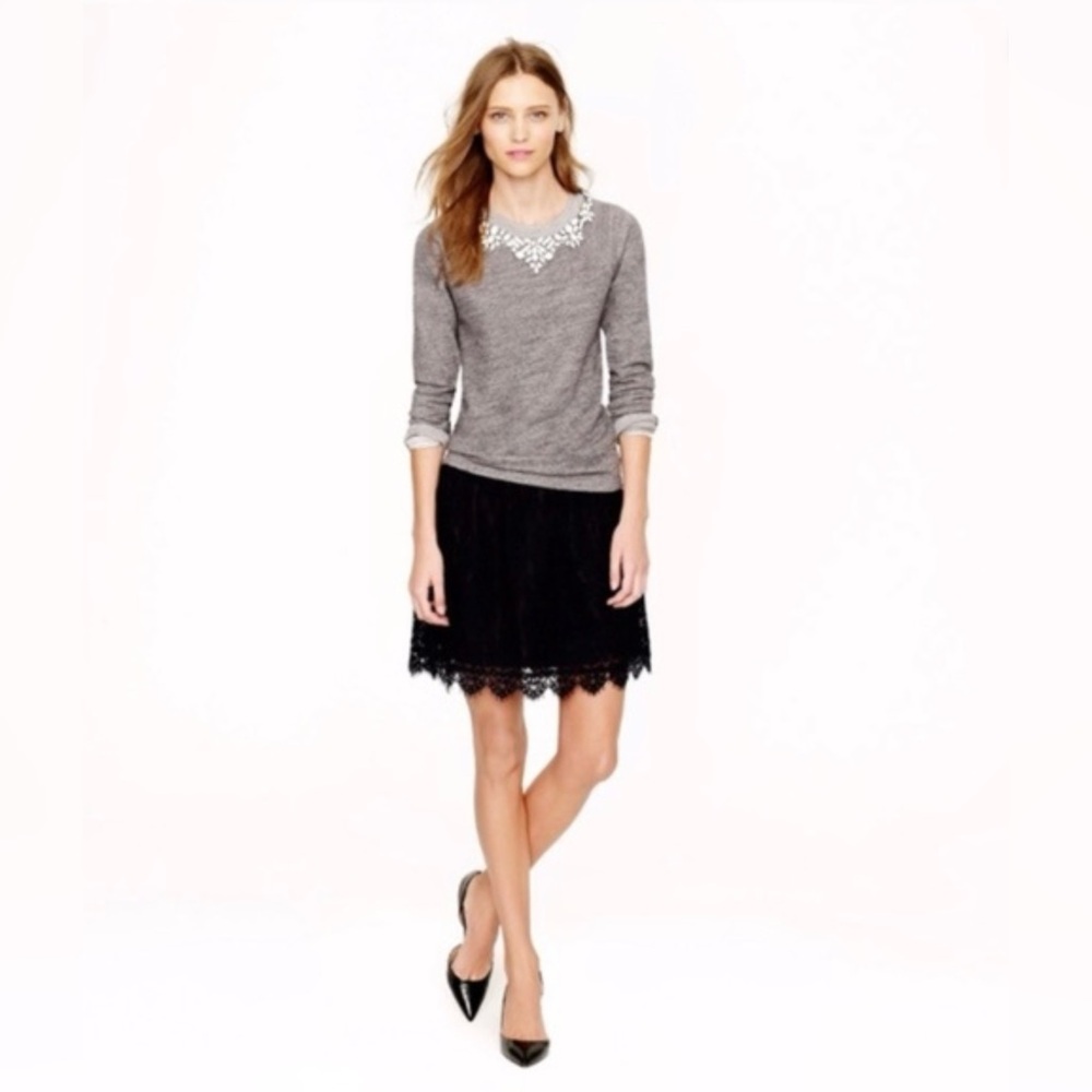 J Crew Lined Black Lace Skirt Sz 8 Fairy Grunge